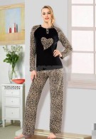 Gümüş Bayan Kadife Pijama Takım 9357