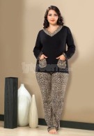 Gümüş Bayan Büyük Beden Pijama Takım 9388