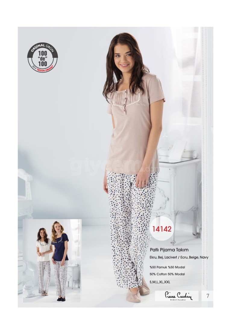 Pierre Cardin Bayan Yazlık Patlı Pijama Takımı 14142