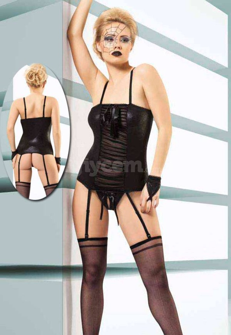 Gümüş Bayan Fantazi Jartiyerli Büstiyer Takım 8307