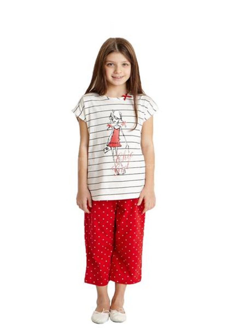 Dagi Chic Girl Baskılı Düşük Kol Kapri Tk 1093