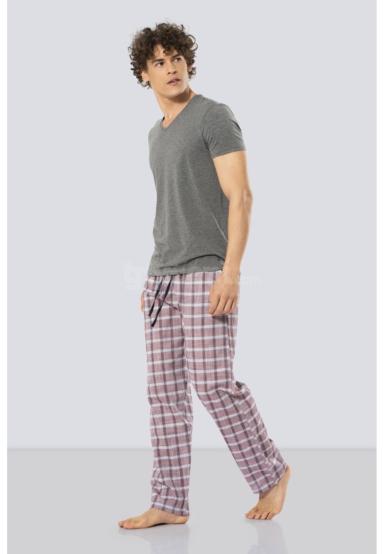 Cacharel Kısa Kollu Poplin Pijama Takım  2184/BORDO