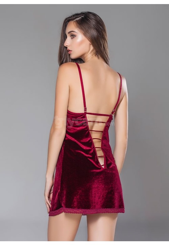 Moonlight Kadife Fantazi Bordo Gecelik  288