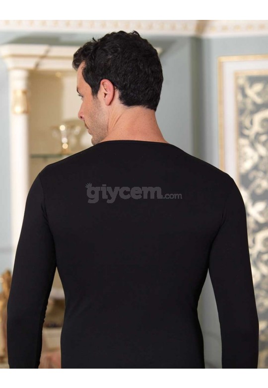 Şahinler Uzun Kol V Yakalı Likralı Süprem Atlet Siyah ME075-SH