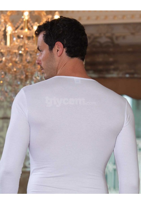 Şahinler Uzun Kol V Yakalı Likralı Süprem Atlet Beyaz ME074-BY