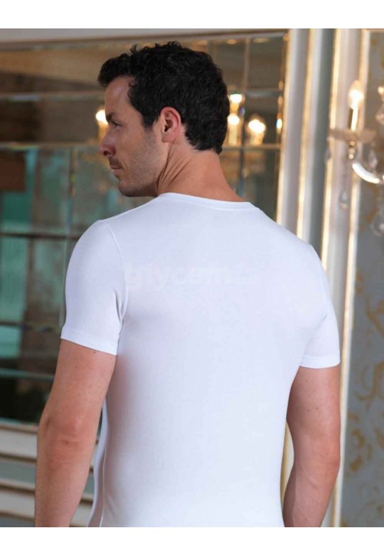 Şahinler V Yaka Düğmeli Atlet Beyaz ME100-BY