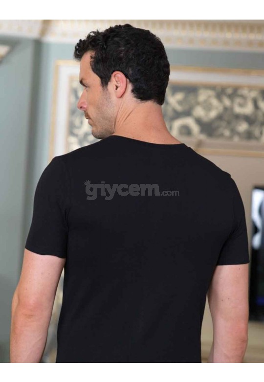 Şahinler V Yaka Düğmeli Atlet Siyah ME100-SH