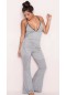 Merry See Gri Dantel İşlemeli Askılı Eşofman Pijama Takım MS4030