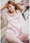 Merry See Saten Pijama Takım Düğmeli Pembe Açık MS2333-Pembe Açık