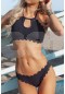 Angelsin Özel Kumaş Tankini Bikini Takım Siyah MS4290-Siyah