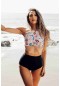 Angelsin Çiçek Desenli Tankini Üst Çok Renkli MS42768-Çok Renkli