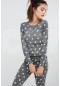 Merry See Gri Yıldız Desenli Şık Pijama Takımı MS4002