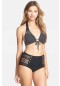 Angelsin Siyah Dantel Yüksek Bel Bikini Takım MS4269