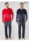 Mod Collection Çizgili %100 Pamuk Erkek Pijama Takım  3335