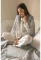 Merry See Saten Pijama Takım Düğmeli Beyaz MS2333-Beyaz