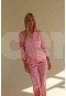 Merry See Saten Pijama Takım Düğmeli Pembe MS2333-Pembe