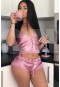 Merry See Saten Dantelli Şortlu Pijama Takım Pembe MS2320-Pembe