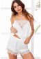 Merry See Dantel İşlemeli saten Şortlu Pijama Takım Beyaz MS3245-Beyaz