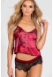 Merry See Dantelli Saten Pijama Üst Kırmızı MS23118-Kırmızı