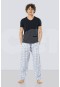 Cacharel Kısa Kollu Poplin Pijama Takım  2184/MAVİ