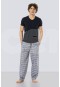Cacharel Kısa Kollu Poplin Pijama Takım  2185/LACİVERT