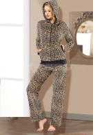 Gümüş Bayan Kadife Pijama Takım 9356